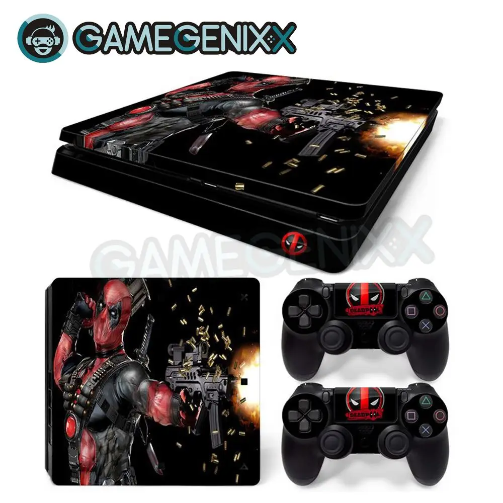 

GAMEGENIXX Skin Sticker Vinyl Decal for PS4 Slim Console and 2 Controllers - DeadPool