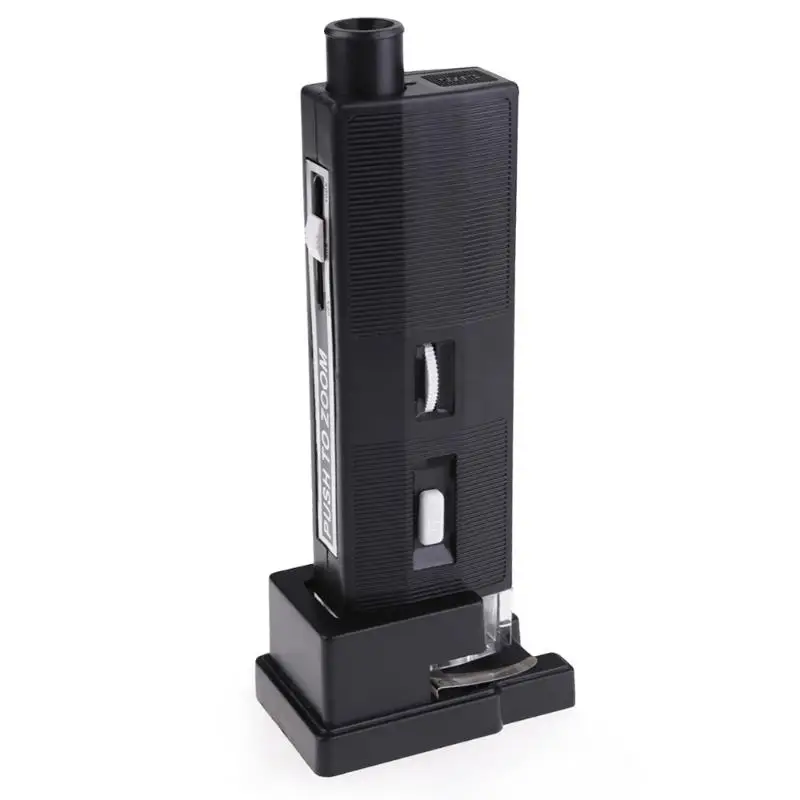 

Mini Portable Pocket Zoom 60X-100X Lighted Microscope Magnifier Loup Lens with Stand By AA Batteries