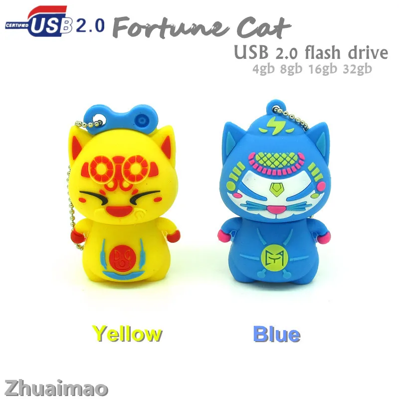 

super new year gift Wealth cat usb flash drive disk memory stick pendrive Pen drive personalized real capacity 4GB 8GB 16GB 32GB