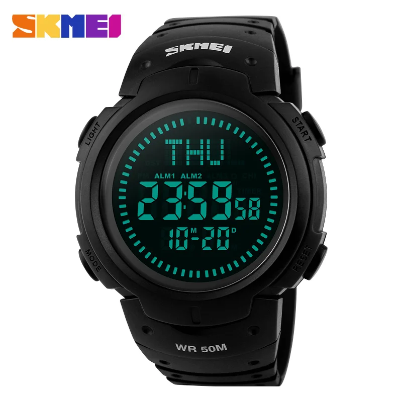 SKMEI Compass Sportovní hodinky Muži Countdown World Time Náramkové hodinky Digitální hodinky 50M Vodotěsné Relogio Masculino 1231