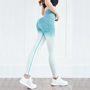 

CHRLEISURE Gradient Seamless Leggings Women High Waist Slim Breathable Workout Leggings Fitness Feminina Push Up Leggings