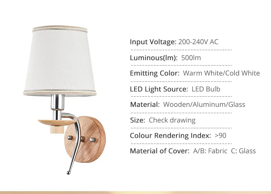 Modern Fabric LED Wall Light E14 Bulb Wall Lamp For Hotel Living Room Bedroom Night Lighting Home Interior Light Fixture  (5)