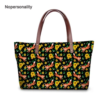 

Nopersonality Large Capacity Women Handbags Neoprene Floral Fox Tote Bag for Ladies Fashionable Female Shoulder Handbags
