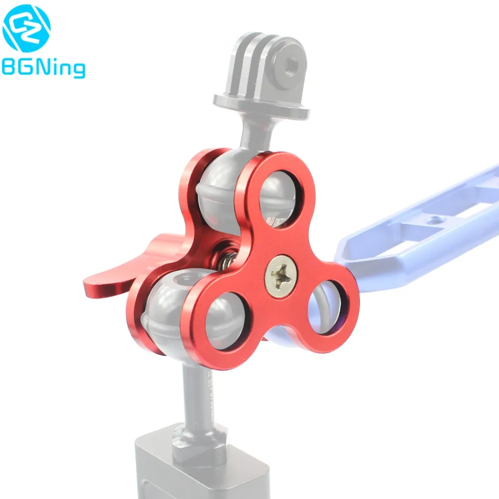 

Upgrade Clamp 3-Hole Aluminum Triple Butterfly Clip Diving Light Arm Ball Head Mount Adapter for Action Camera Flashlight Tripod