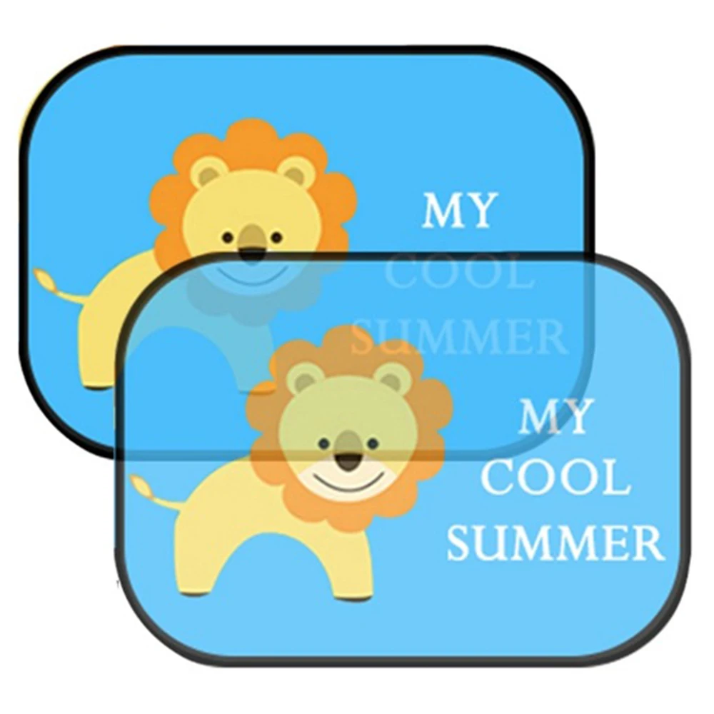 2pcs/set Cute Cartoon Car Side Window Sunshade Sun Visor Kids Baby Car Sun Protector Universal - Цвет: Lion
