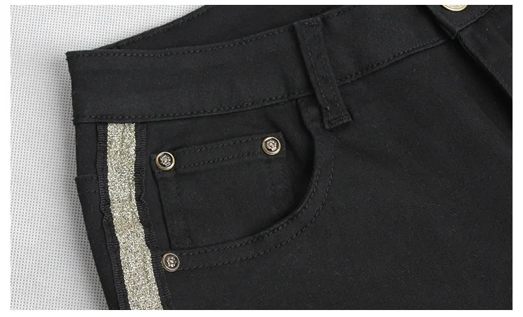 2018 черные джинсы в полоску Для женщин Push Up джинсы Для женщин карандаш стрейч Повседневное Джинсовый Тощий Жан Butt Lift эластичный пояс стирка