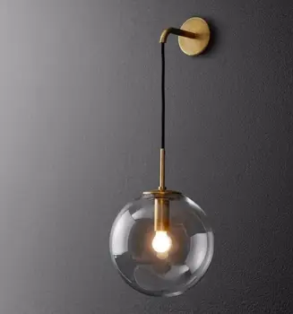 

Nordic Modern LED Wall Lamp Glass Ball Bathroom Mirror Beside American Retro Wall Light Sconce Wandlamp Aplique Murale