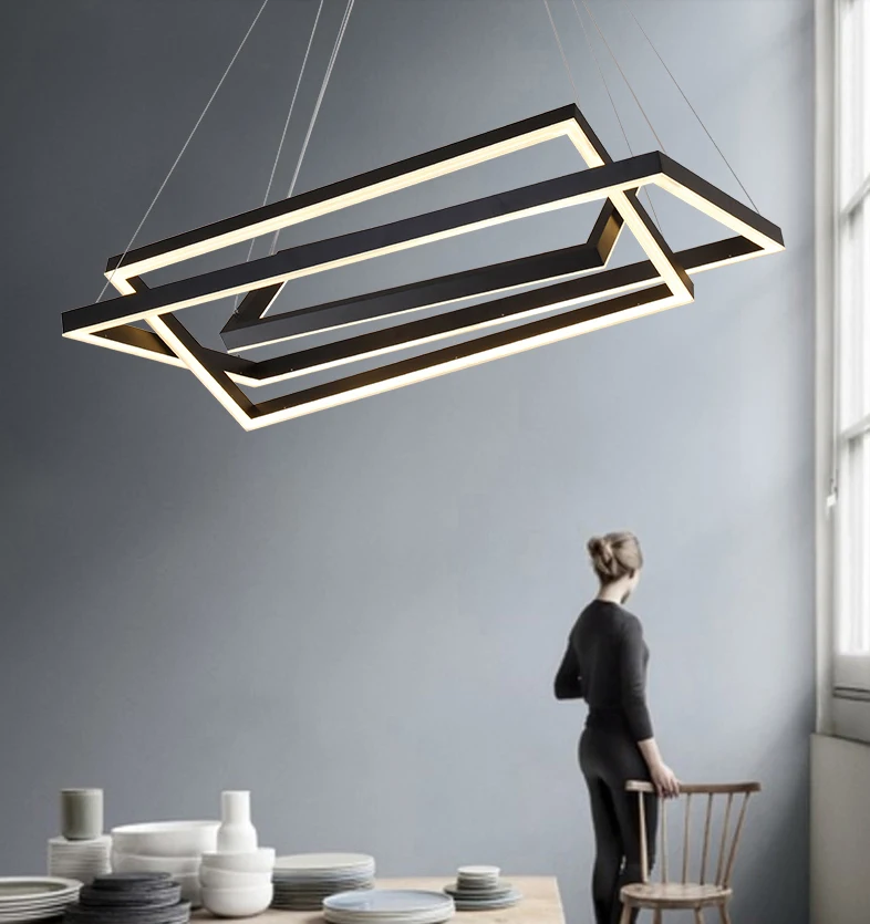 

LED Nordic Iron Aluminum Acrylic Rectangle LED Lamp LED Light.Pendant Lights.Pendant Lamp.Pendant light For Dinning Room Foyer