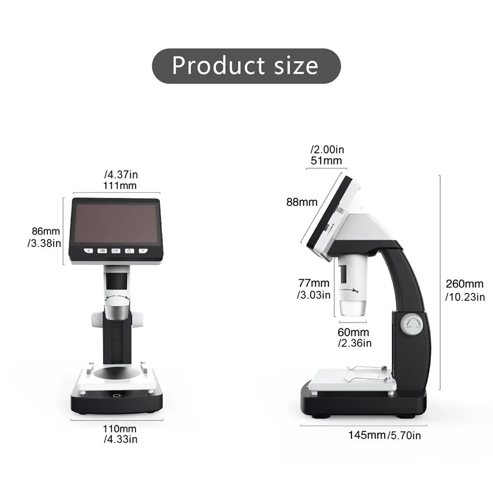 ЖК-цифровые микроскопы 1000x цифровой зум, USB подключаемый портативный с ЖК-дисплеем цифровой камеры
