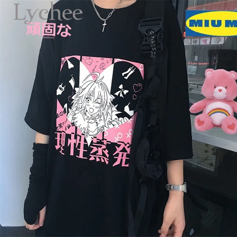 Lychee уличная японская девушка с принтом сердца женские футболки с коротким рукавом вырез лодочкой свободные Весенние женские футболки Lychee уличная японская девушка с принтом сердца женские футболки с коротким рукавом вырез лодочкой свободные Весенние женские футболки