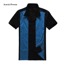 Британский дизайн мужские повседневные рубашки черный синий рокабилли Fifties одежда для вечерние Клубные