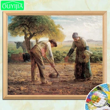

J.F Millet Famous Painting "Potato Planters" 5D DIY Diamond Painting Full Square Diamond Embroidery Rhinestones Decor Picture