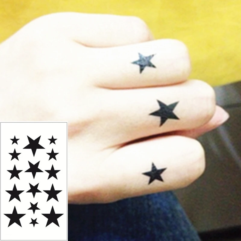 

SHNAPIGN 25 Style Mini Temporary Tattoo Body Art, Black Star Designs, Flash Tattoo Sticker Keep 3-5 days Waterproof 10.5*6cm