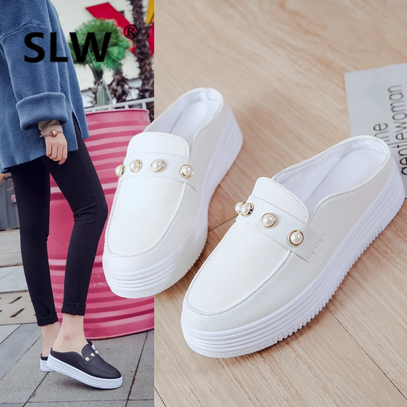 

Socofy Shoes Women Slippers Summer Loafers Designer Slides Lady Med Soft 2019 Luxury Baby Flat Sliders Fabric PU Solid Basic