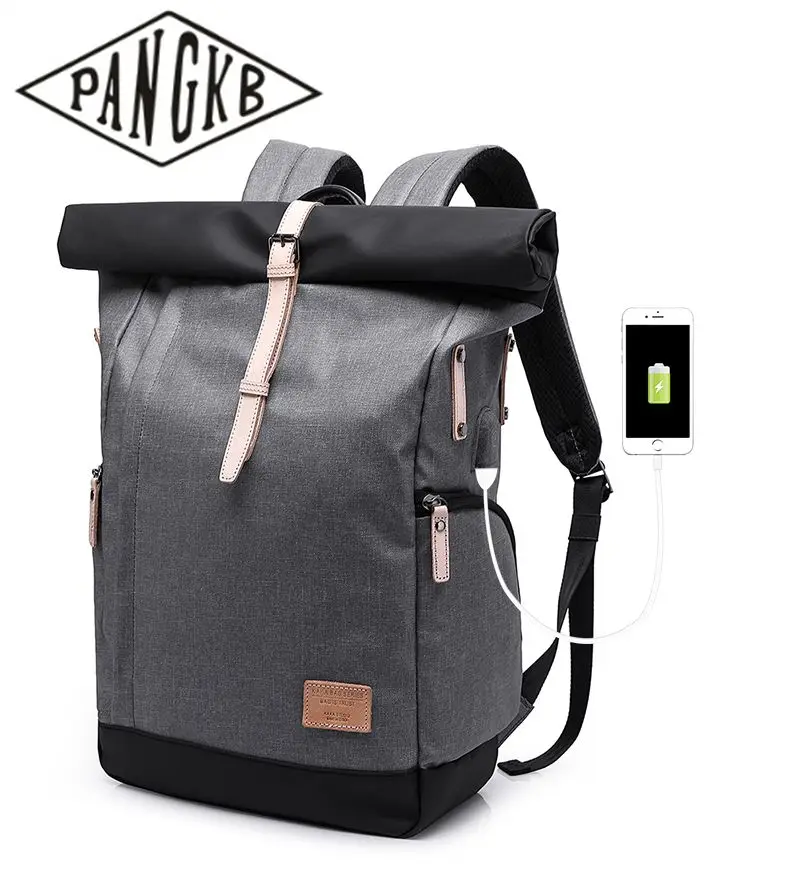 

PANGKB High Quality with USB Charger Laptop Backpacks Mochila Designer Backpack Bag College Function School Backpack Bag