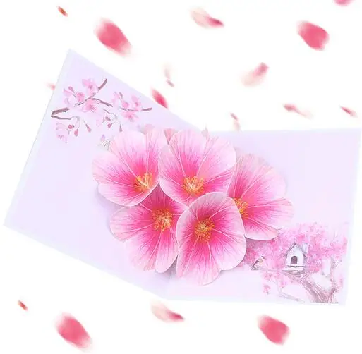 10 шт. 3D стерео поздравительная открытка персиковый цветок ручной работы самодельная открытка цветная печать спасибо открытка