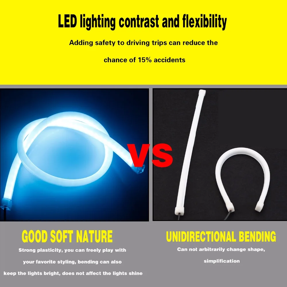 TOP sale! 2PCS/lot car Flexible Turn Signal Light Soft Tube Guide Car LED Strip DC 12V Daytime Running Light BJ