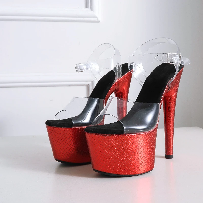 

Leecabe New Shinny covered heels Women's Platform Sandals Pole Dancing Shoes 7 Inch High Heels Shoes party high heel shoes