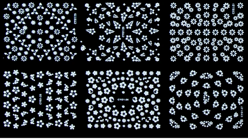 3D наклейки для ногтей, 30 шт./лот, Переводные картинки с белыми цветами, стразы для дизайна ногтей, наклейки из пенопласта, наклейки для ногтей