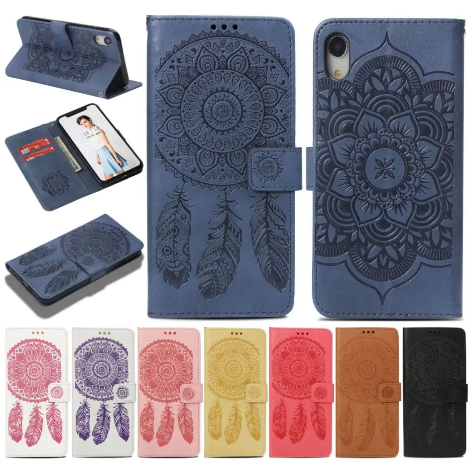 

3D Wind Chimes Flip Case For Apple iPhone X XR Xs MAX 6 6s 7 8 Plus 5 5s SE Fashion Vintage Wallet Card Slot Phone Cover DP03H