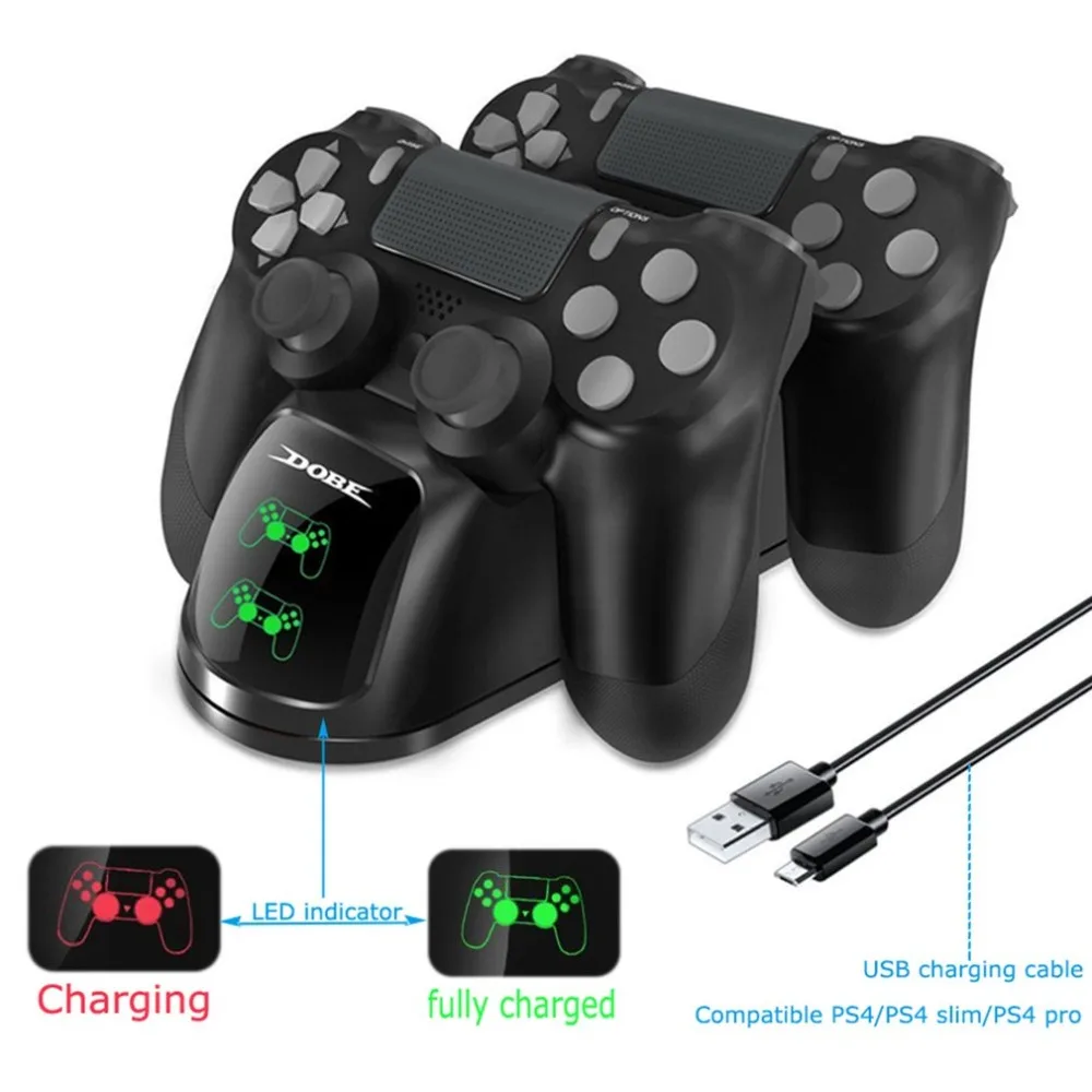 Fast Charging Dock Dual Controllers Charger Station Gamepad Stand Holder Base for PlayStation 4 PS4/Pro/Slim