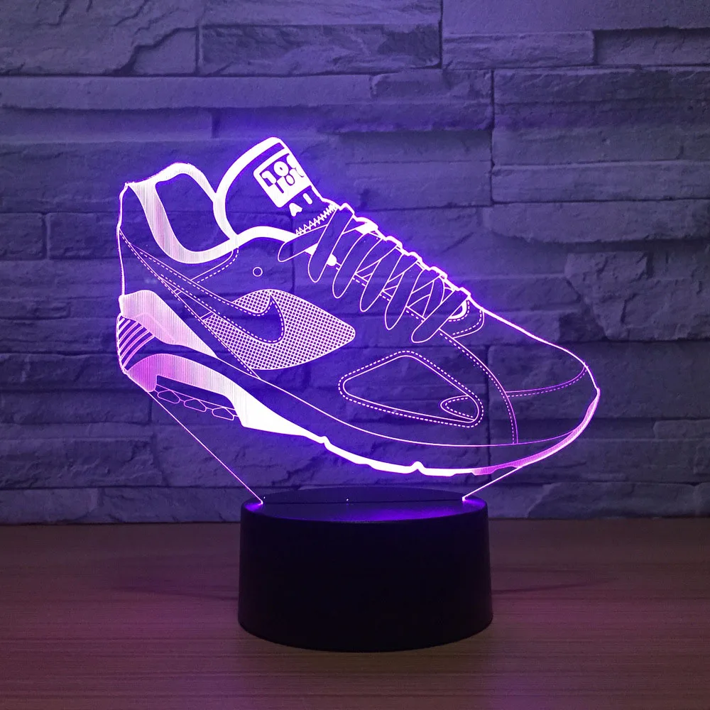 7 цветов Изменение 3D моделирование обуви настольная лампа Led визуальная атмосфера освещение Декор Usb спортивные вентиляторы сенсорный выключатель ночник Подарки