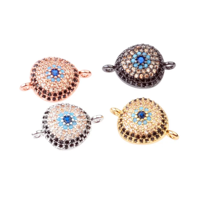 

new MultiColor CZ Zircon Beads Triangle Metal Eye Charm Two Loops Jewelry Connectors Findings Bracelet Earringnecklace Making