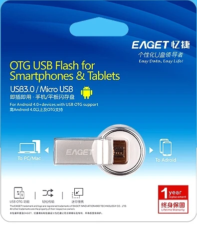 Официальный EAGET V90 USB флеш-накопитель OTG Смартфон флеш-накопитель Micro USB флешка USB 3,0 высокоскоростной 64 ГБ флеш-накопитель USB флешка