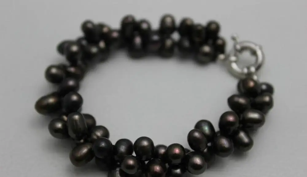 

2strands twist dark brown freshwater pearl bracelet "Handmade" Alloy Beaded 9" >>> -Top quality free shipping