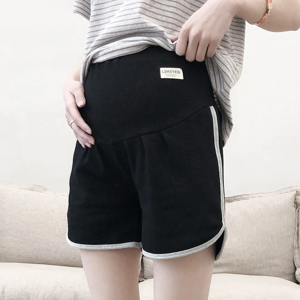 Solid Maternity Shorts Pregnant Sport Pants Casual loose fitting Plus Size Clothing Elastic High Waist Casual Pants Gravida#g4
