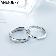 ANENJERY – bagues de mariage en argent Sterling 925, pour femmes et hommes, fiançailles ajustables simples, promesse de Couple