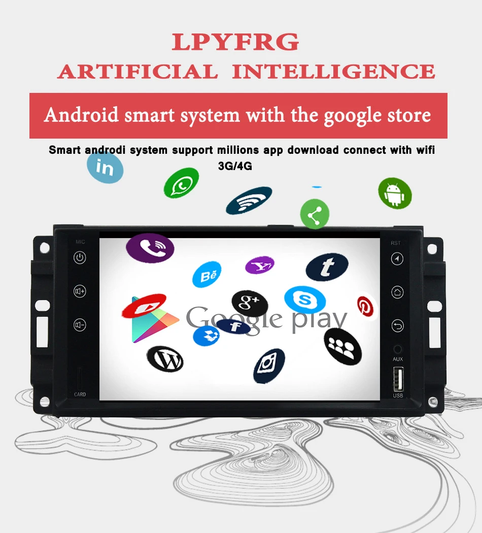 Sale 1 din Car Radio Android 9.0 Car DVD Player For jeep Grand Cherokee Chrysler 300c Compass/Dodge Chevrolet Epica Wrangle Head Unit 3