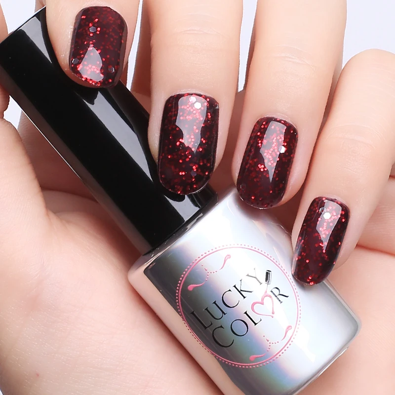 

Red Diamond Gel Varnish For Nails Art UV Color Gel Polish With Sparkles Lacquer 12 Colors Available 10ml Bottle