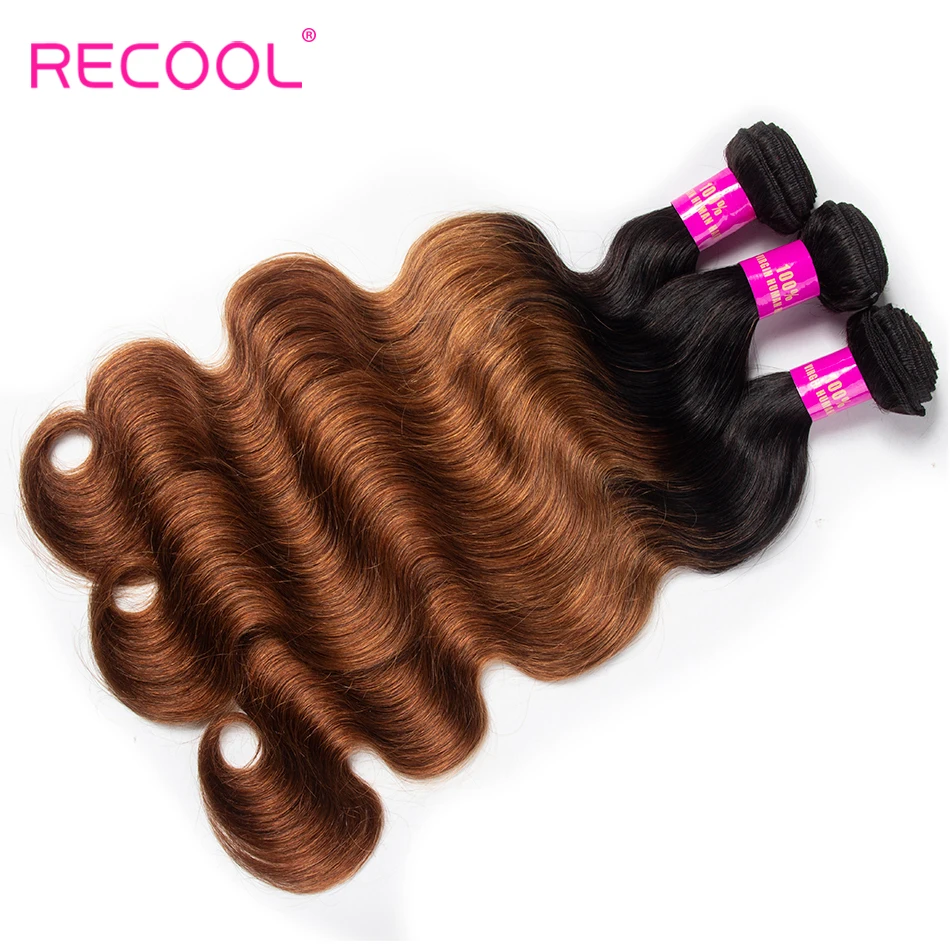 Бразильские волосы Recool волнистые пупряди пучки волос 1B 30 с эффектом омбре