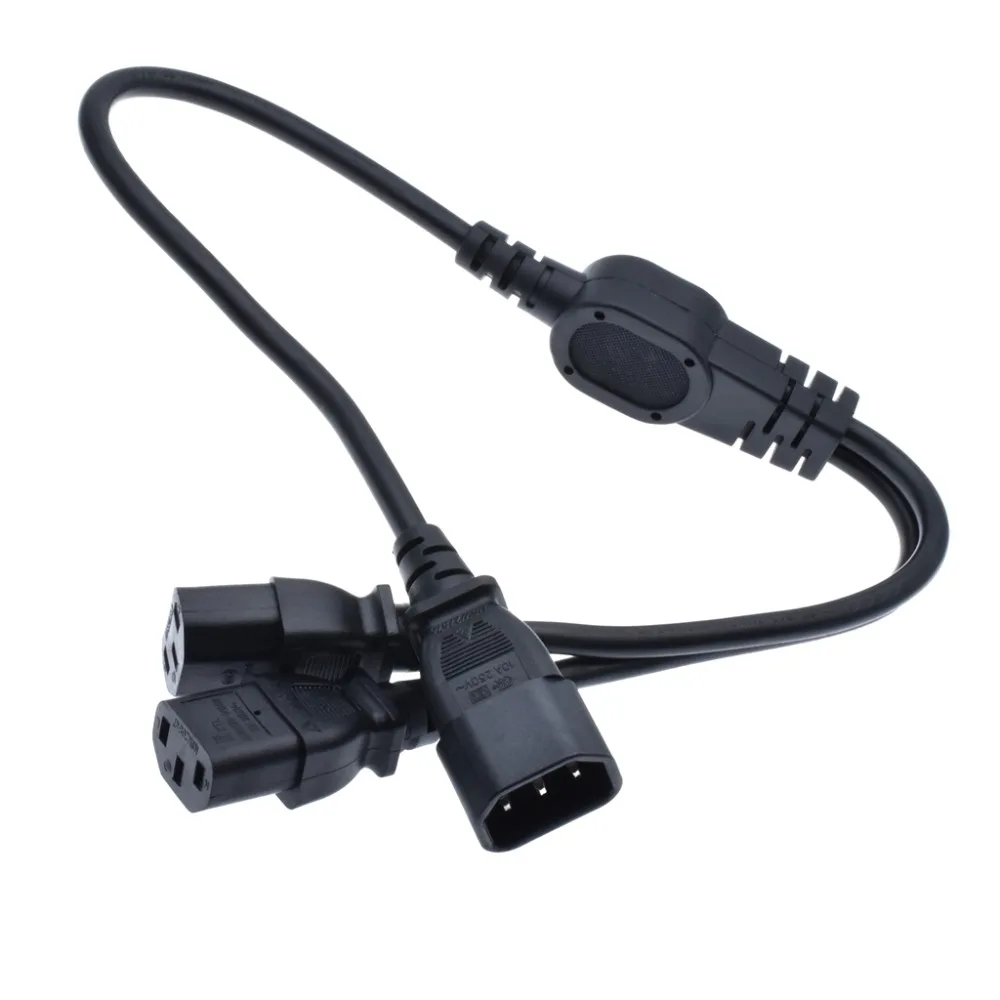 High Quality IEC 320 C14 to 2 x C13 Y Splitter Cord, 10A, 250V , IEC 320 Male to 2 Female Adapter, Length: 2 meters