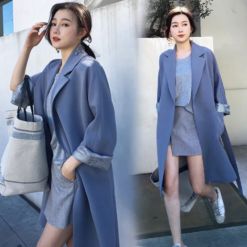 

Women Casual Loose Trench Coat With Sashes 2019 New Spring Autumn Long Female Windbreaker Large Size Elegant Thin Outerwear 252