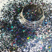 50 грамм x Лазерный черный цвет блеск смешанный шестигранник в форме порошка для DIY украшения для ногтей и блестки для ногтей