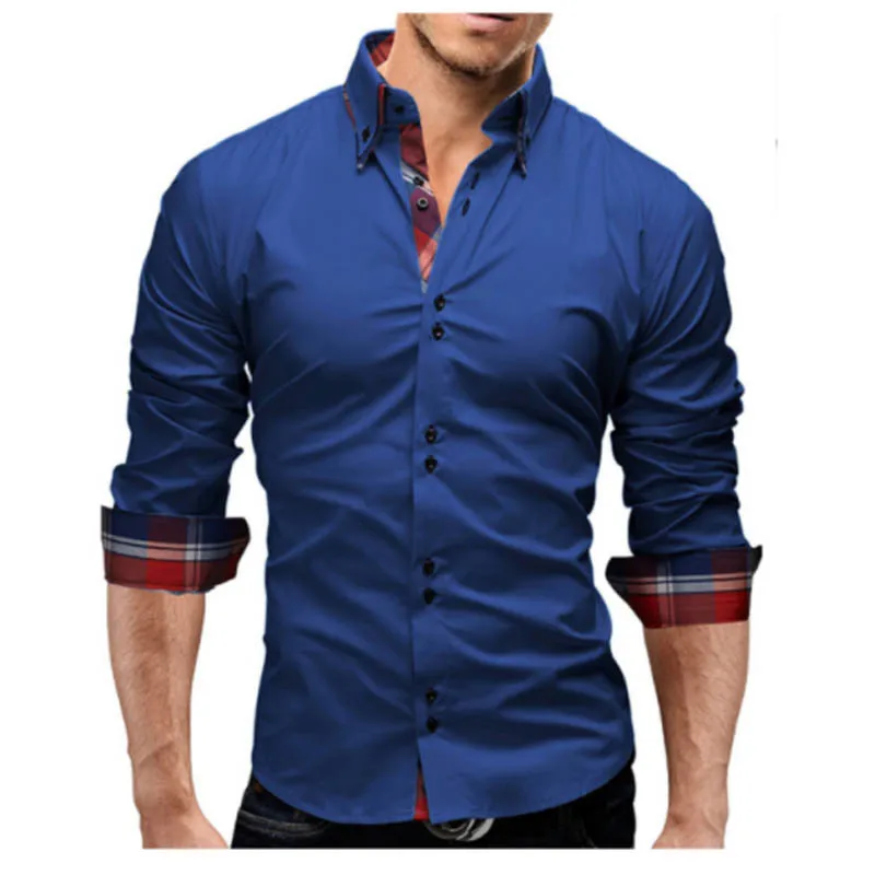 433972 RUIKE Повседневная рубашка с длинными рукавами Camisa Masculina XXXL