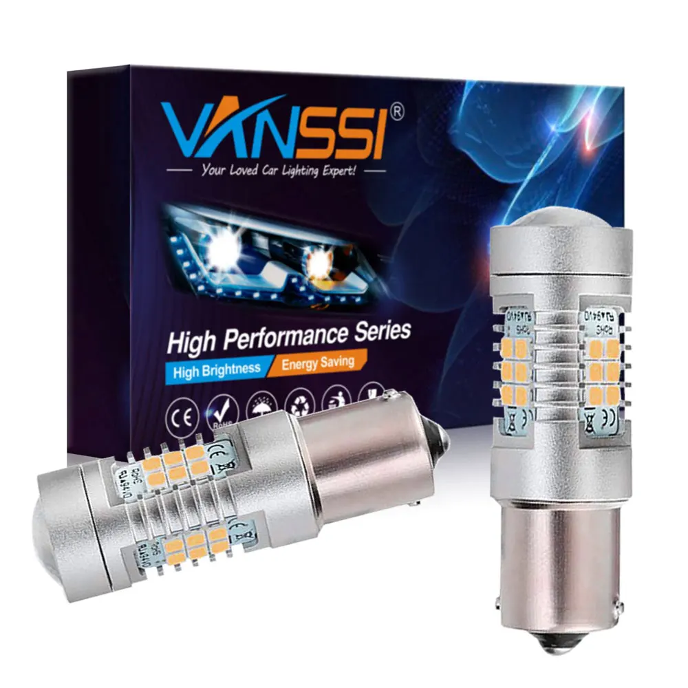 

VANSSI 2pcs Super Bright 1260lm Bau15s 7507 PY21W LED Bulbs 21-SMD 2835 Chipsets LED Turn Signal Blinker Replacement Bulb 12-24V