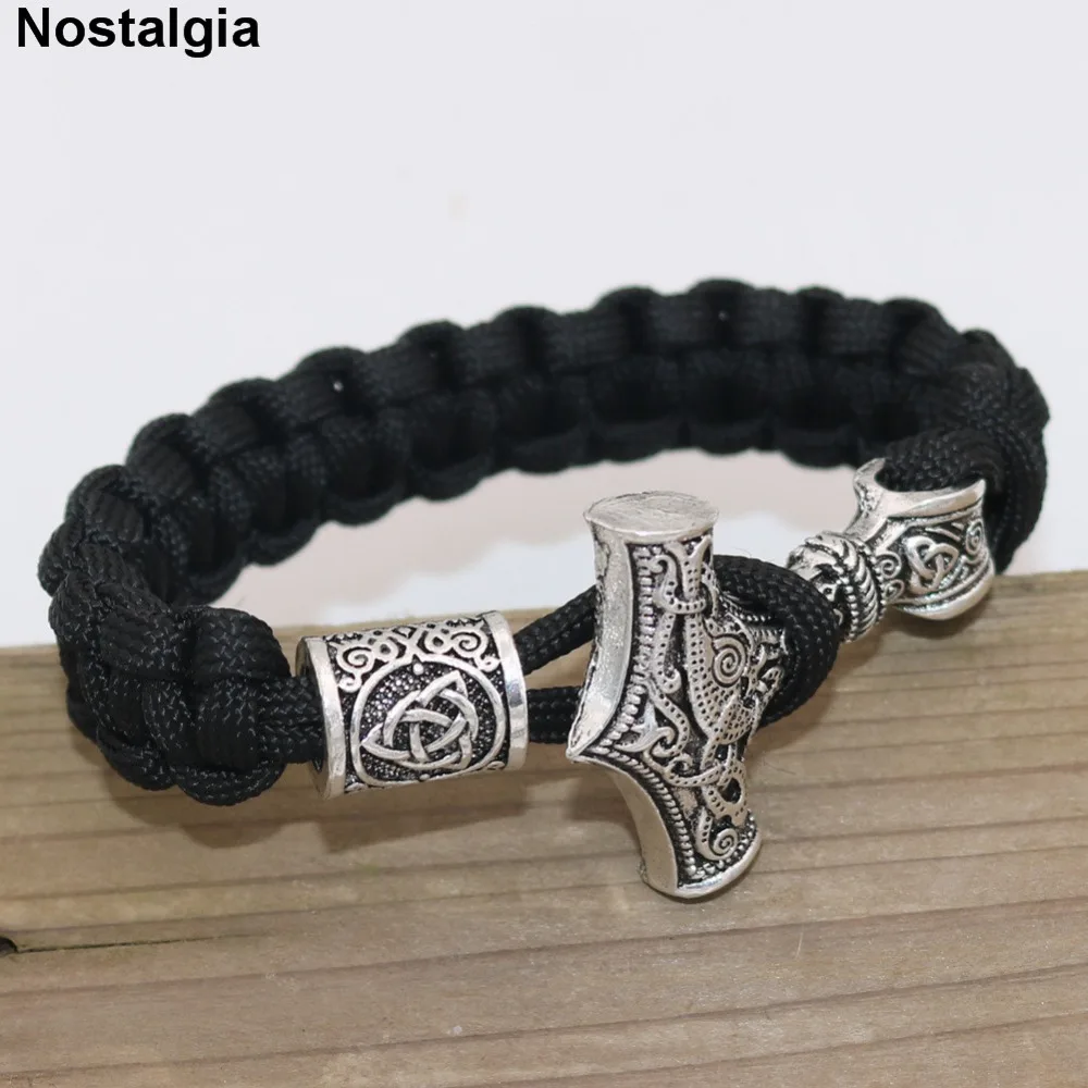 Ностальгия Vegvisir Валькнут символ Троицы бусины Тор Молот норвежский викинг браслет наручники индийские браслеты ювелирные изделия ручной работы