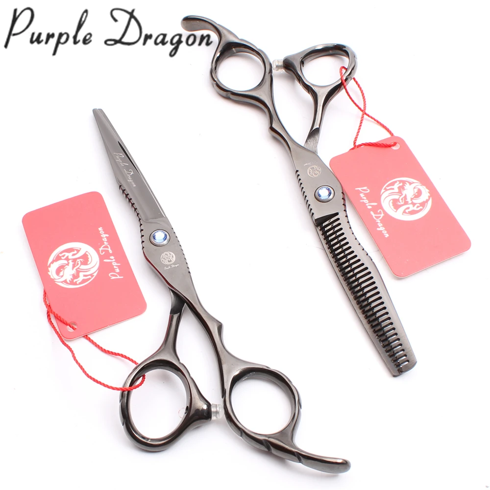 Z1011 6.0" Japan Black Professional Human Hair Scissors Barbers Regular