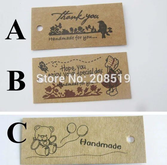 

T0002 Handmade jeans tags printed 50pcs clothes tags DIY decorative accessories