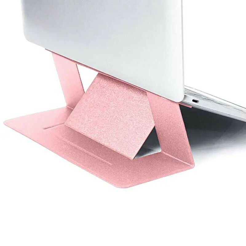 Портативный тонкий держатель для ноутбука, складной невидимый кронштейн для ноутбука MacBook Pro Air, Поддержка компьютера, регулируемый кронштейн - Цвет: Розовый