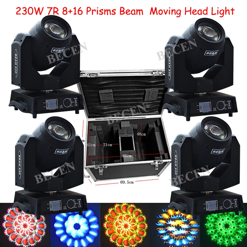 Новый 230 Вт 7R острый луч движущаяся головка света 8 + 16 bi prism 6 очков gobo 4 шт