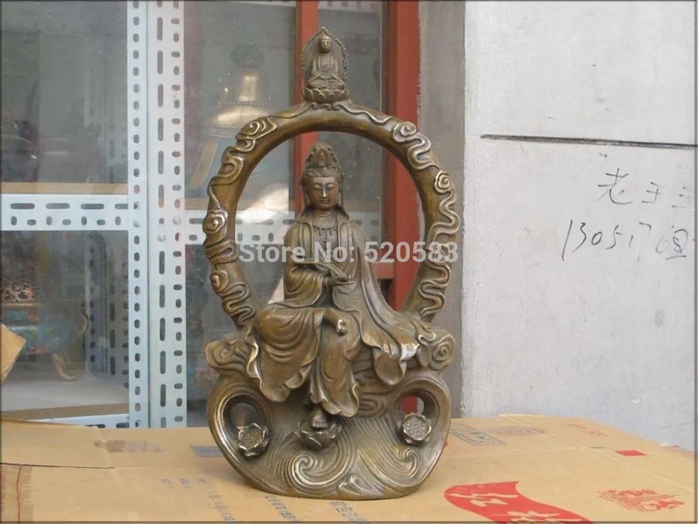 

free 19"Chinese luckly Bronze Amitabha on cloud circle cloud yin fast