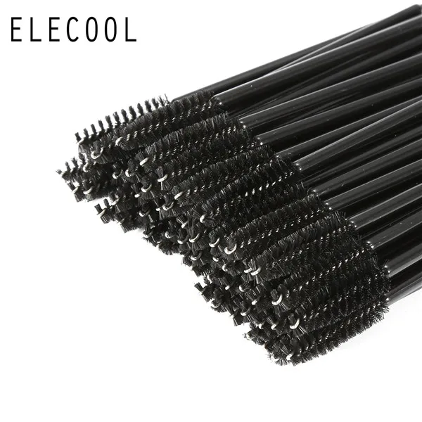ELECOOL, 50 шт., одноразовая щетка для ресниц, косметическая, микро кисть для туши, палочки для макияжа, аппликатор, кисть для ресниц, инструмент для макияжа - Handle Color: 50pcs black