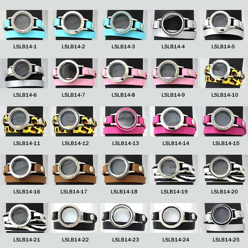 Double Layer Twist Living Locket Pu Leather Bracelets LSLB14