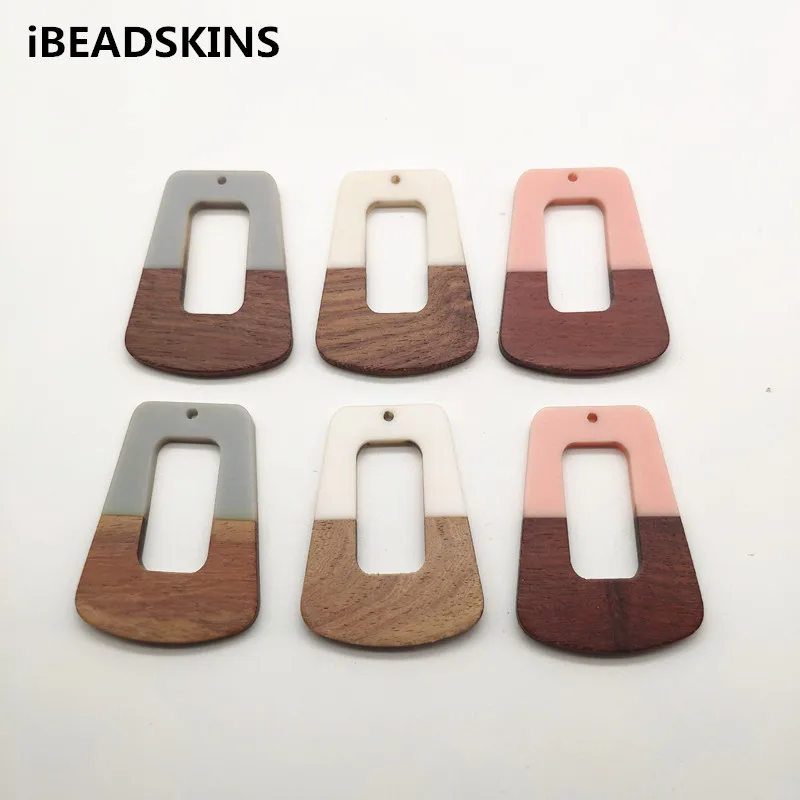 

New arrival!49x35mm 20pcs wood with Resin Trapezoid-shape charm for earrings accessories/Earring parts Jewelry Findings handmake