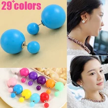 2015 New Jewelry Transparent brincos double side pearl earrings Cheap big earrings for women candy Colors Jelly earrings