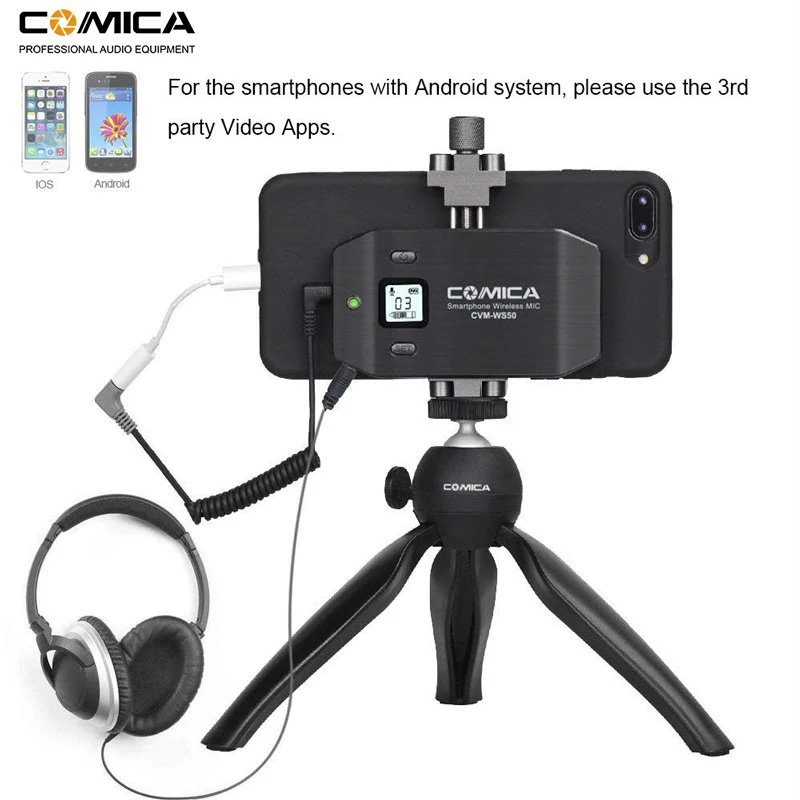  Comica CVM-WS50(C) 6 Channels Wireless Smartphone Lavalier Lapel Microphone System for iPhone Samsu